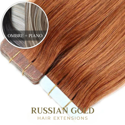 Russian Gold ~ Tape-In Extensions * Ombre & Piano Colour