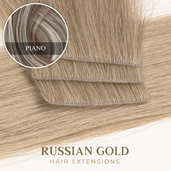Russian Gold Elite ~ Invisible Tape Extensions * Piano 