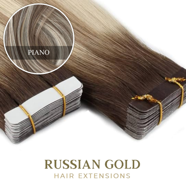 Russian Gold Elite ~ Tape-In Extensions * Piano 